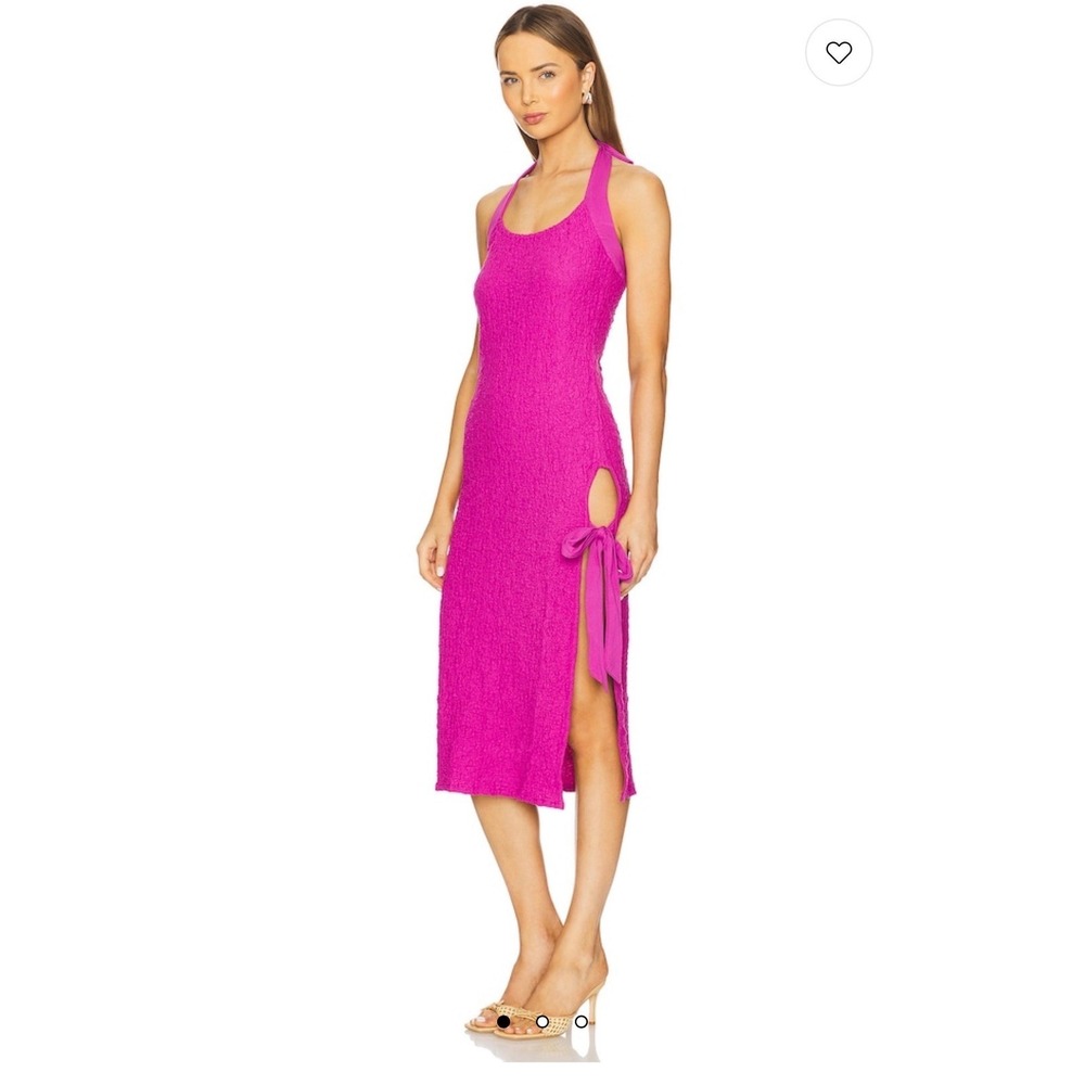 Free People Sm Sea Foam Midi Dress Rose Violet Small Textured Halter Side Slit